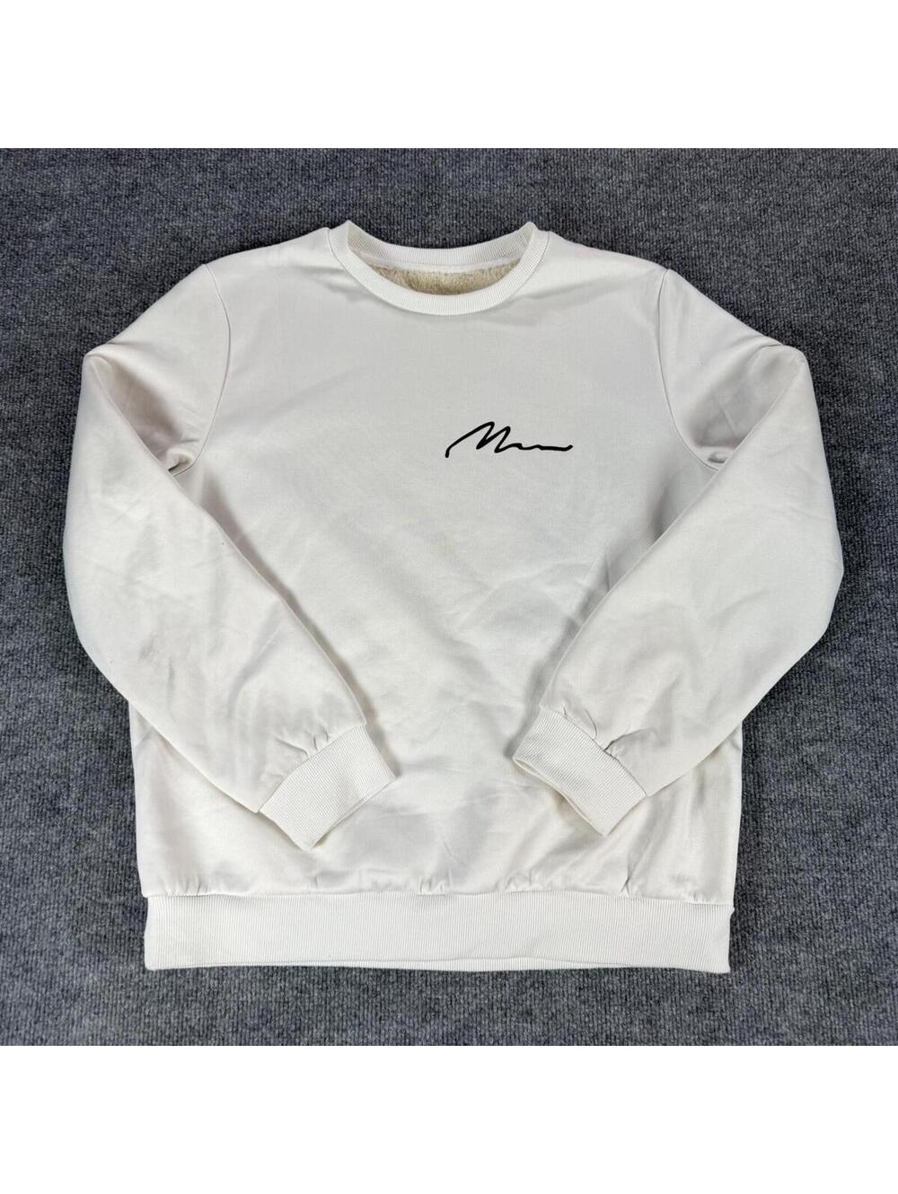 Cream Teddy Fleece-Lined Large Sweatshirt - Casual, Cozy, Loungewear